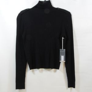 Worthington Black Crop Long Sleeve Turtleneck Women's Petite Small NWT